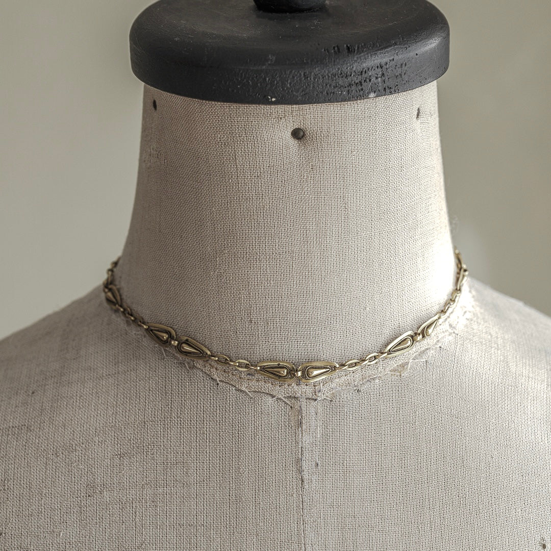 C.1900-1915｜Teardrop Motif Milgrain Link Albert Chain