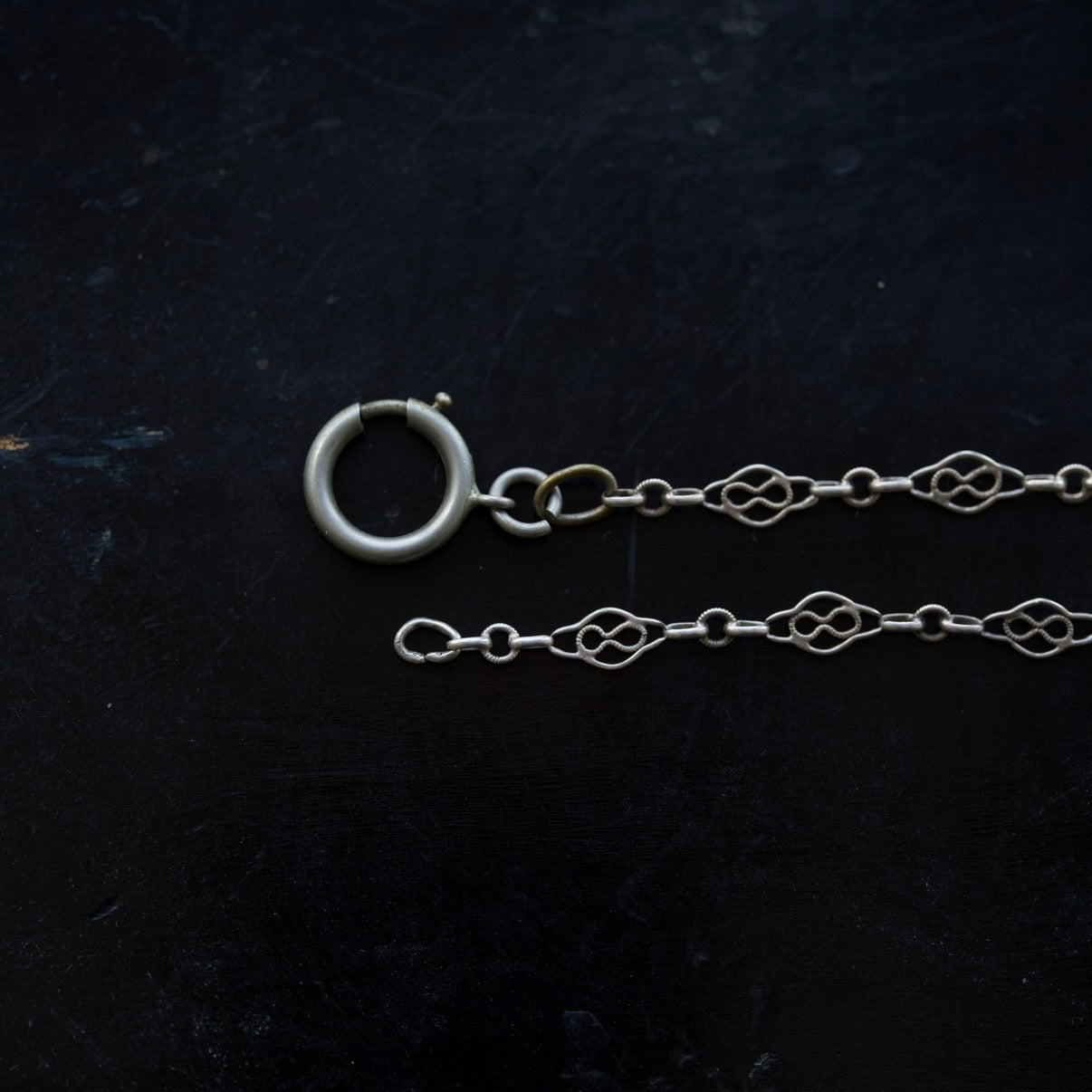 C.1900-1920｜Ornamental Infinity Motif Silver Chain 60cm