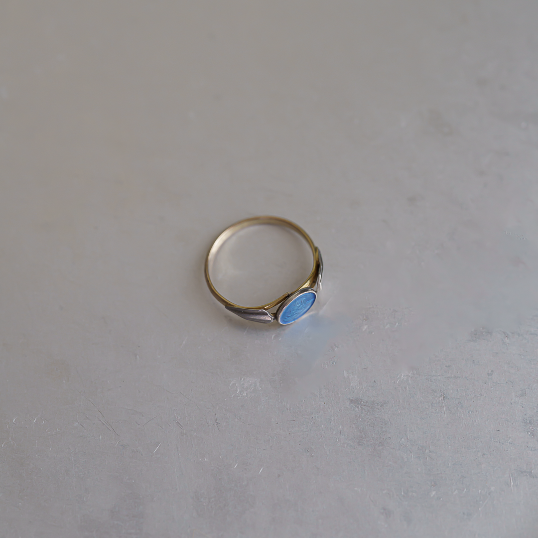 C.1930-1950｜Blue Mont Saint-Michel Medaille Ring