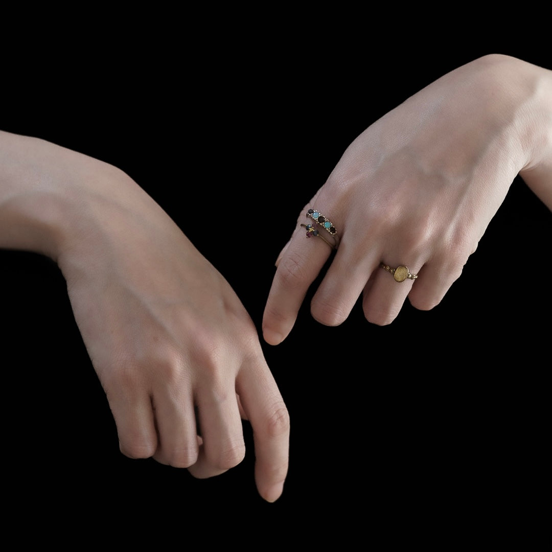 C.1970- Red Garnet et Opal Silver Ring