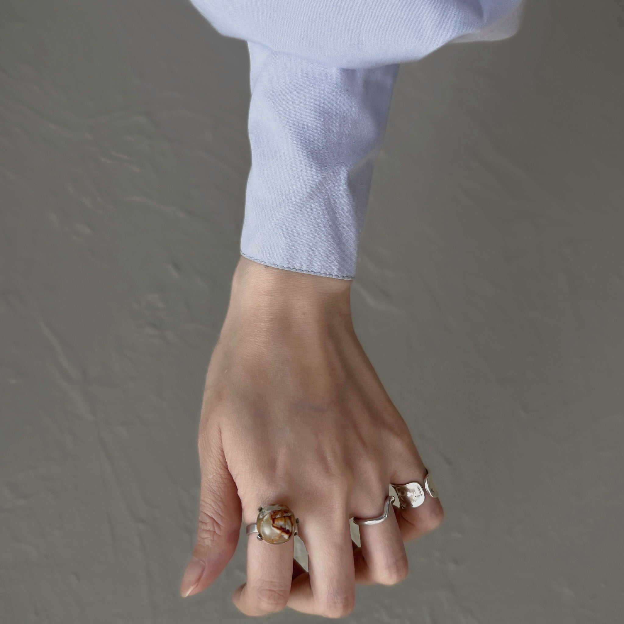 1960s Dusty Jade Green Agate Ring