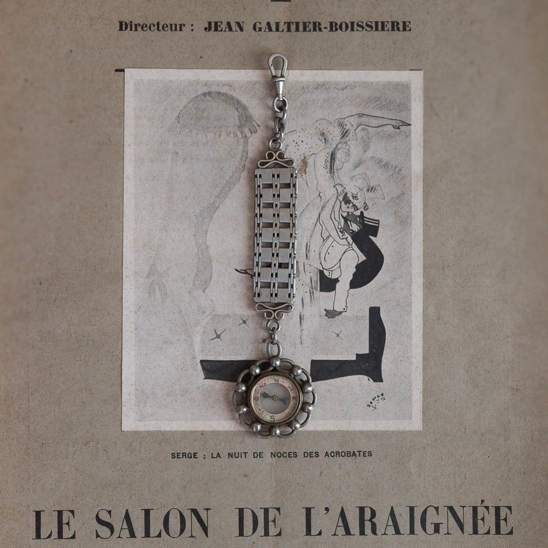 C.1900-1930 French Compass Watch Chain Fob