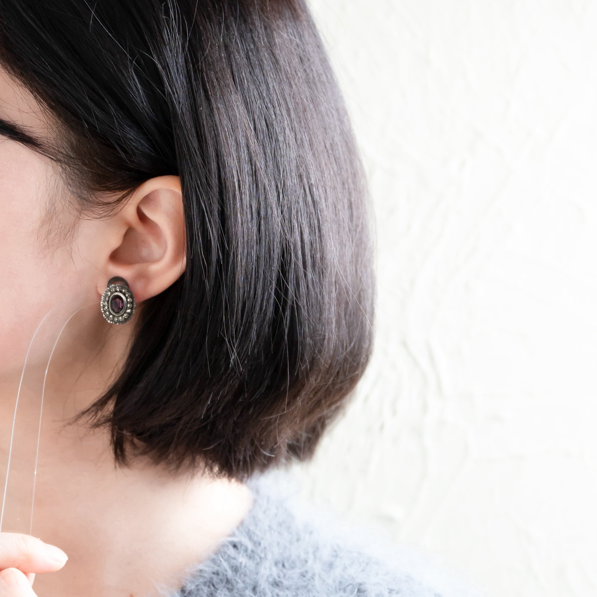 アメジスト×マーカサイト スターリングシルバー ピアス