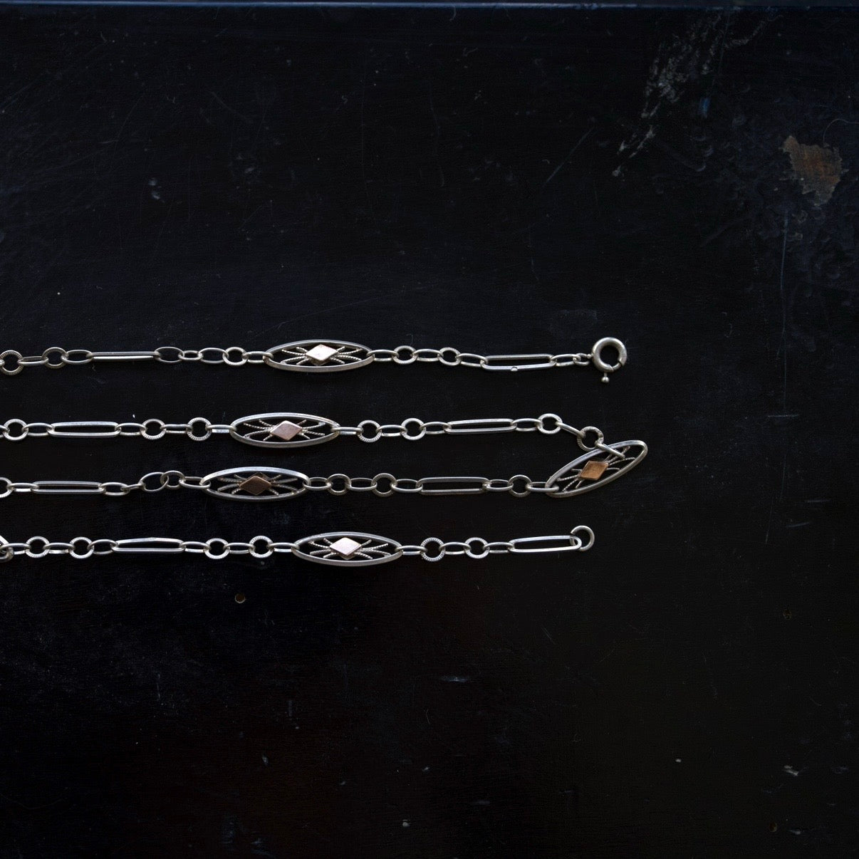 C.1900-1920｜Ornamental Station Silver Chain 48cm