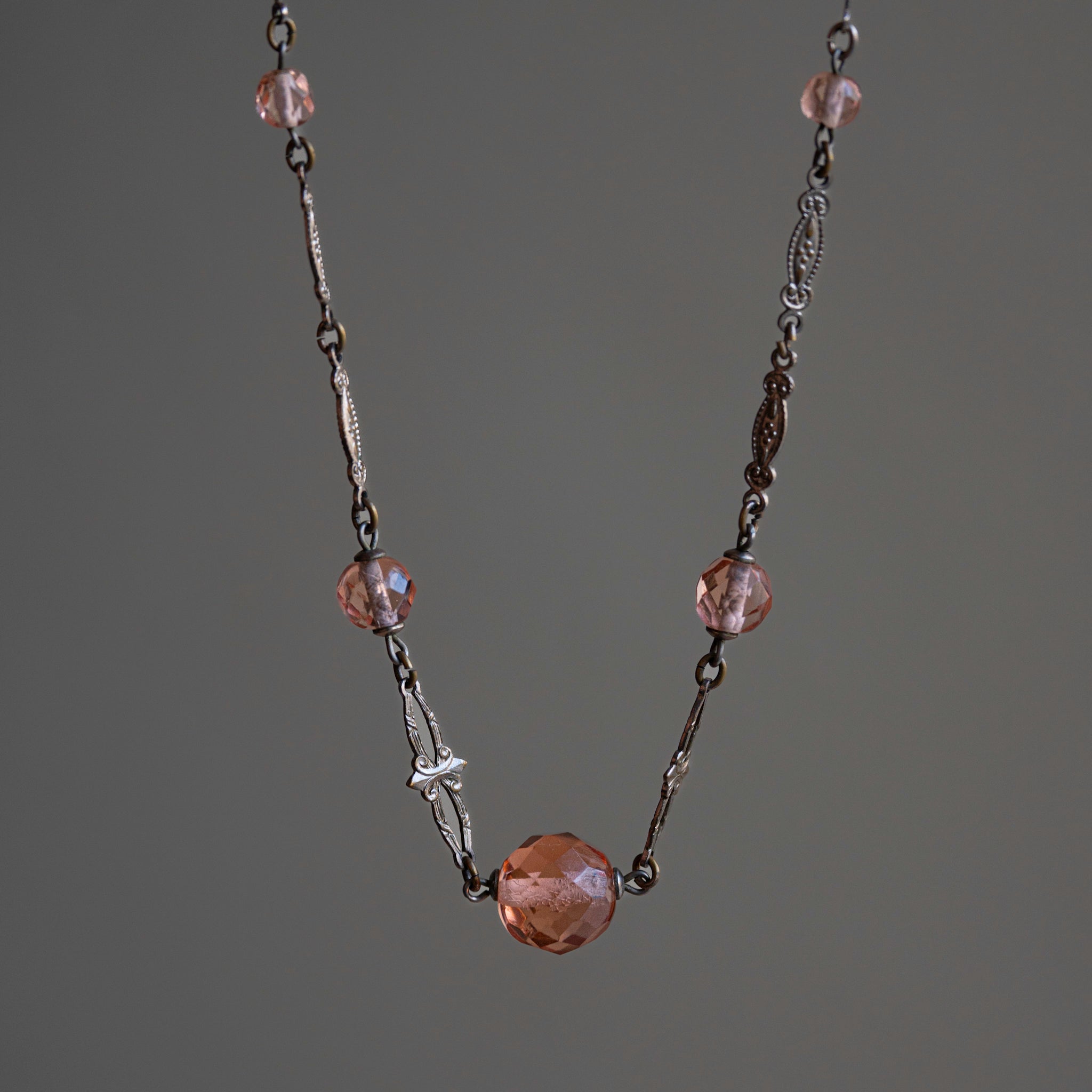 1930s Peach Orange Glass Necklace