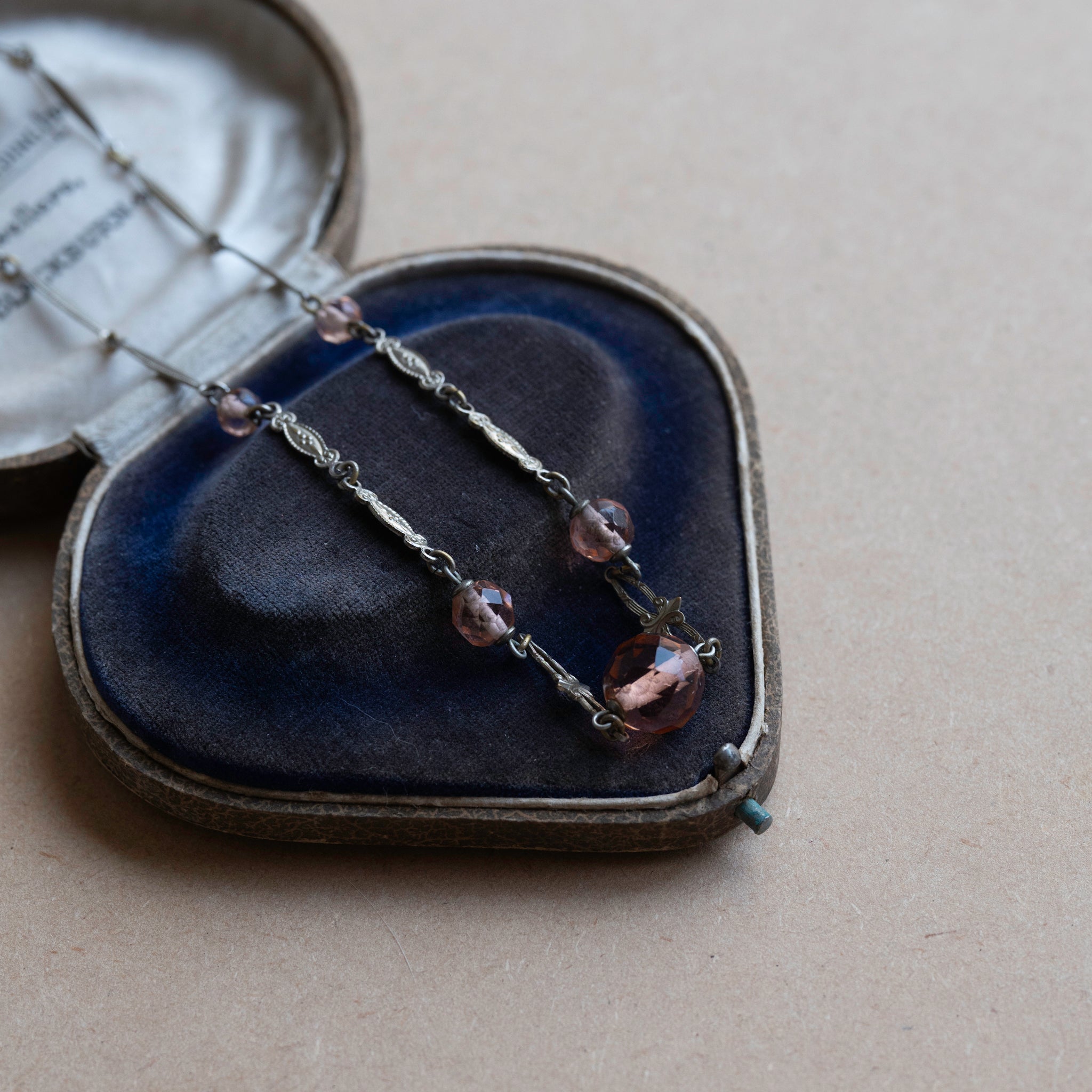 1930s Peach Orange Glass Necklace