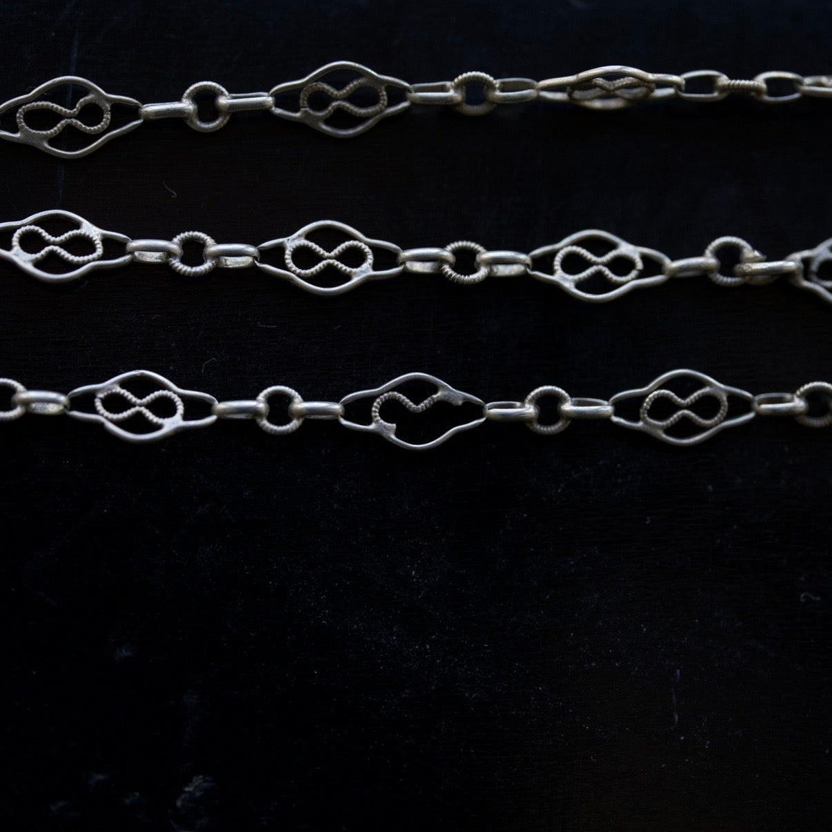 C.1900-1920｜Ornamental Infinity Motif Silver Chain 60cm