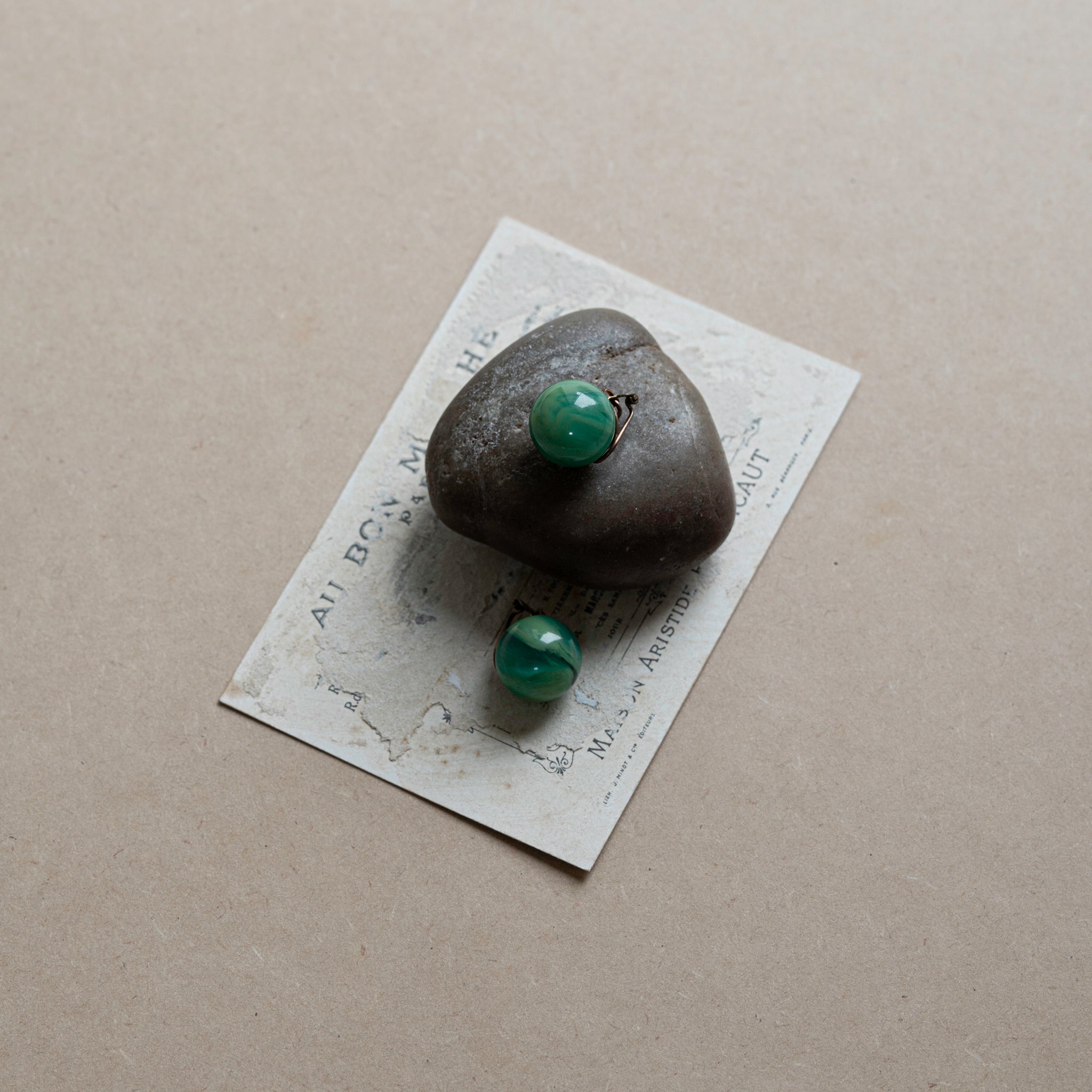 Jade Green Glass Orb Earrings