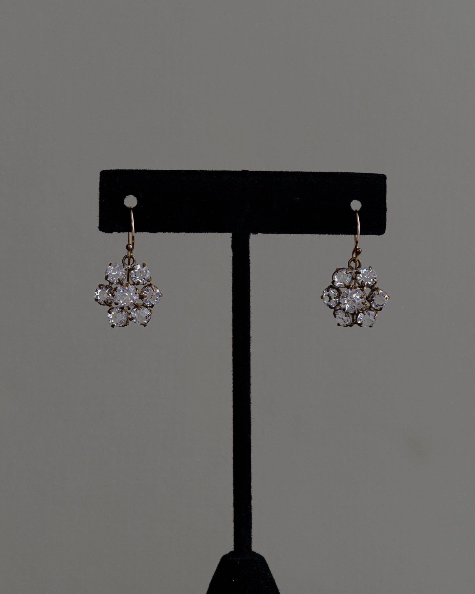 C.1900 ローズカットクリアガラス 18K ゴールド ピアス