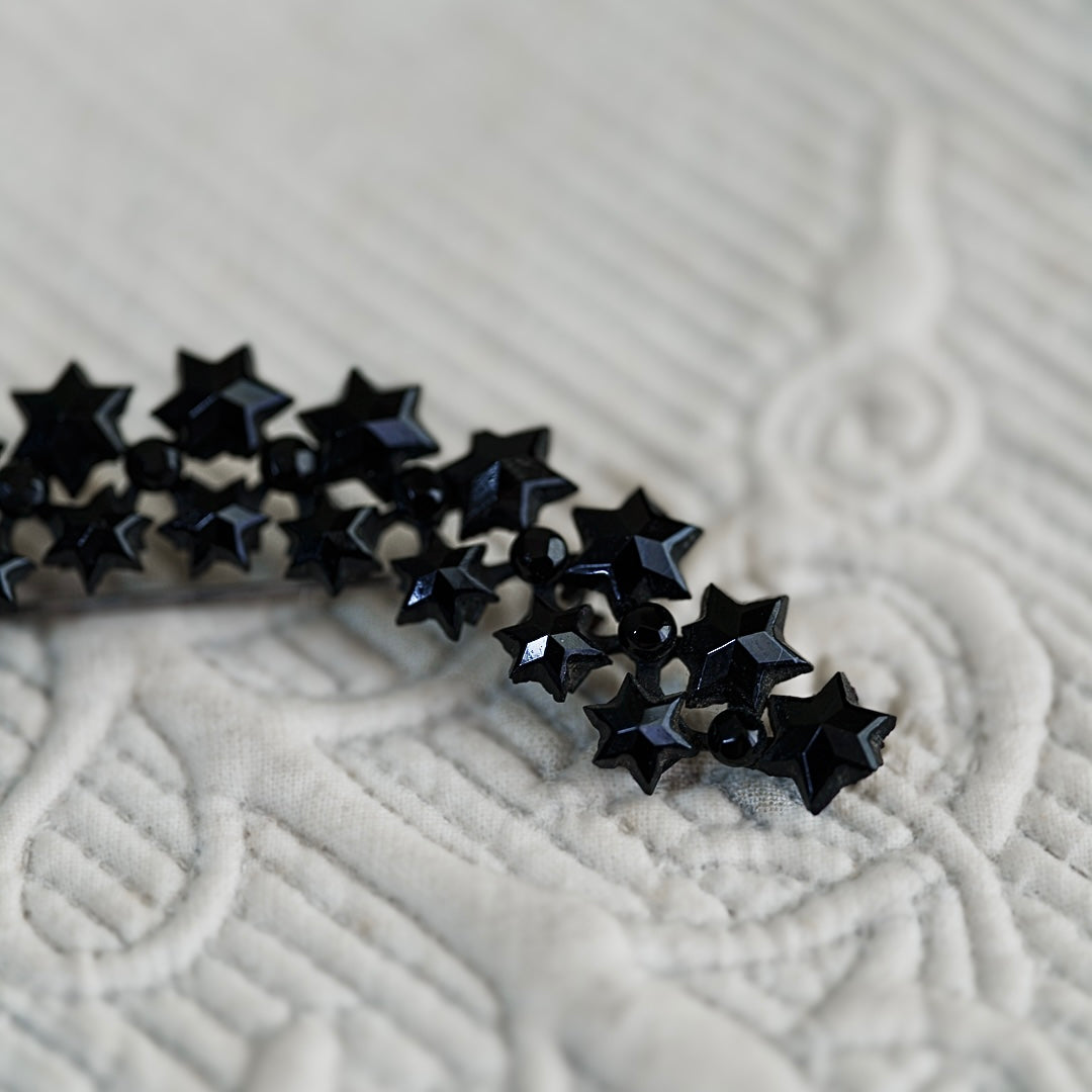 C.1900 Hexagram Black Glass Star Brooch