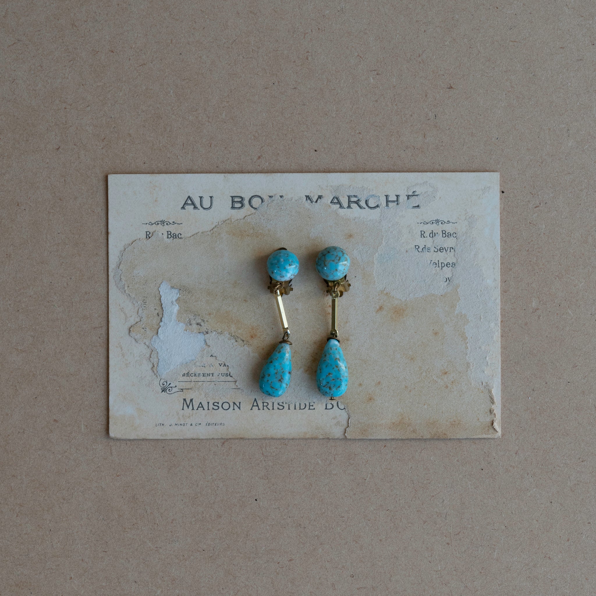 Blue Marble Glass Drop Earrings