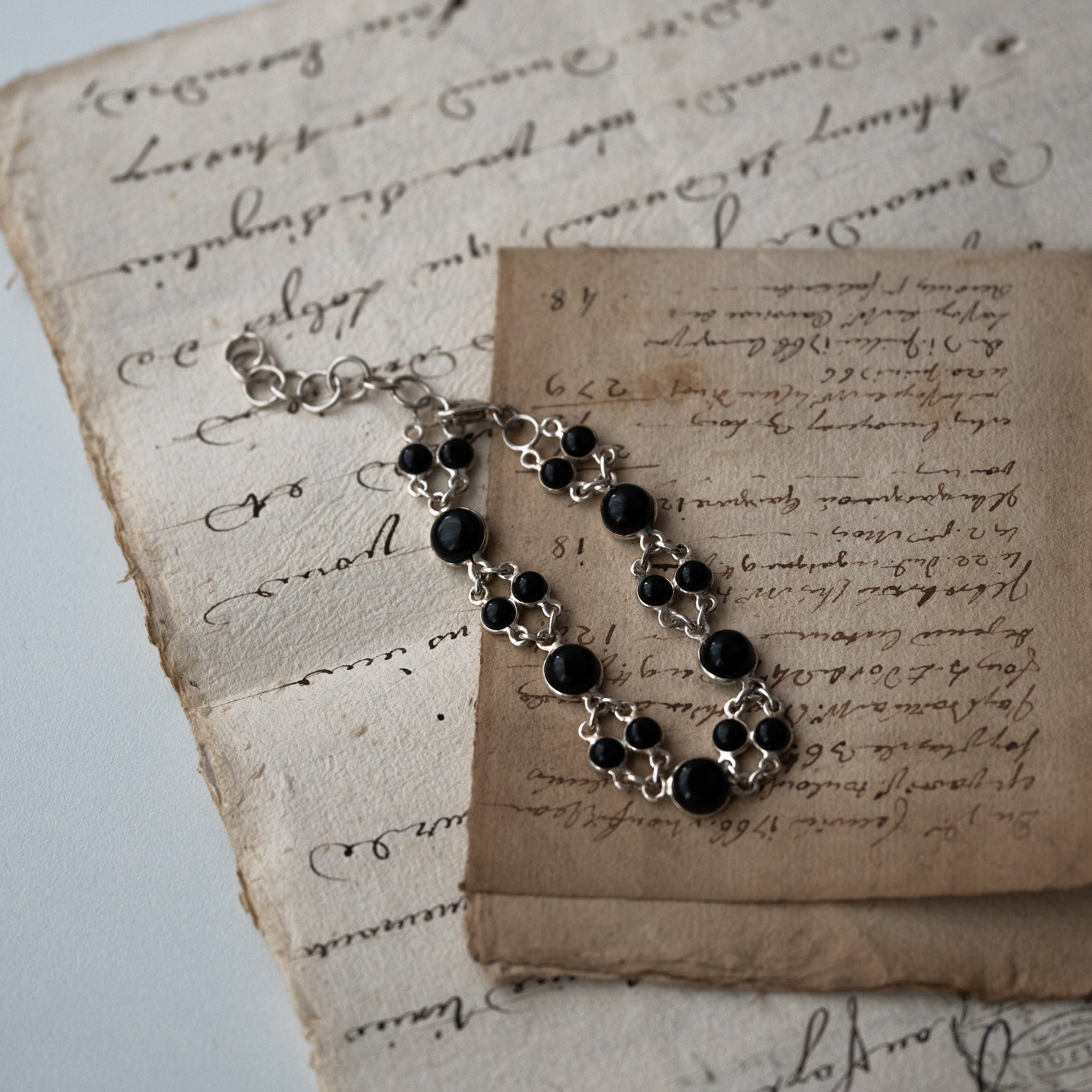 Onyx Sterling Silver Link Bracelet
