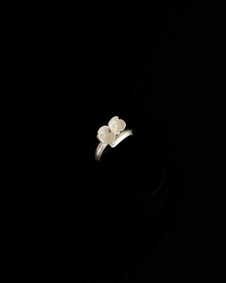C.1950-｜Silver Floral Double Cup Ring