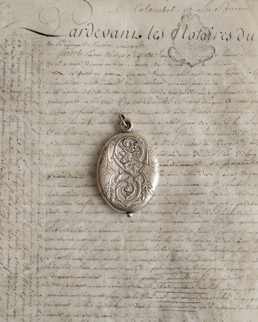 C.1900 Silver Locket Pendant with Mythical Beast Motif