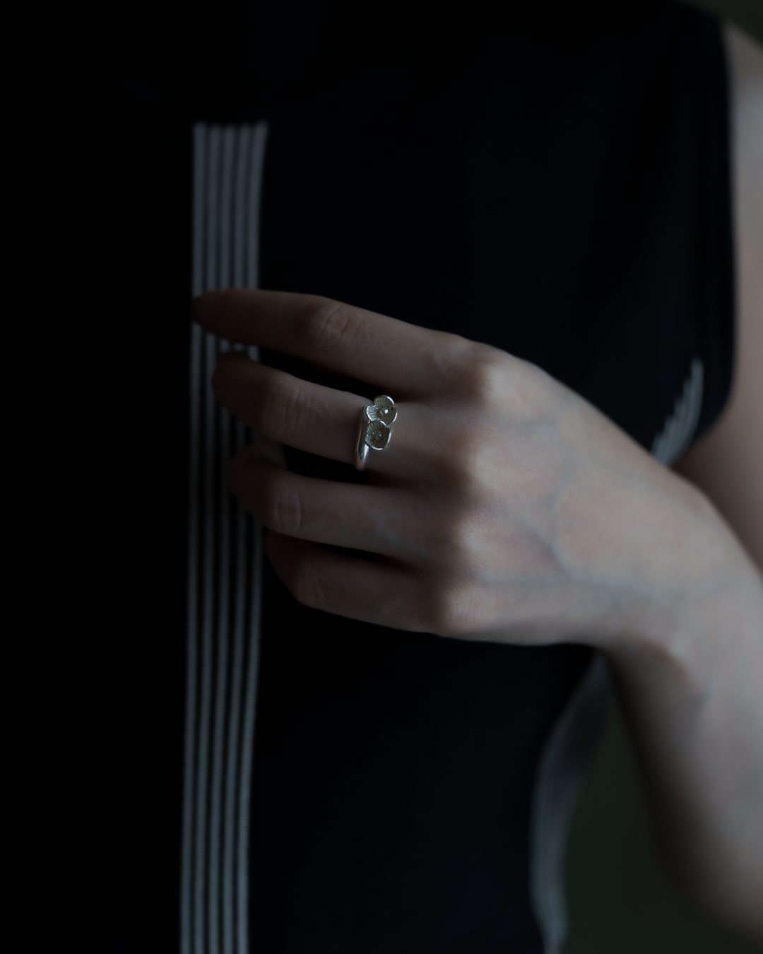 C.1950-｜Silver Floral Double Cup Ring