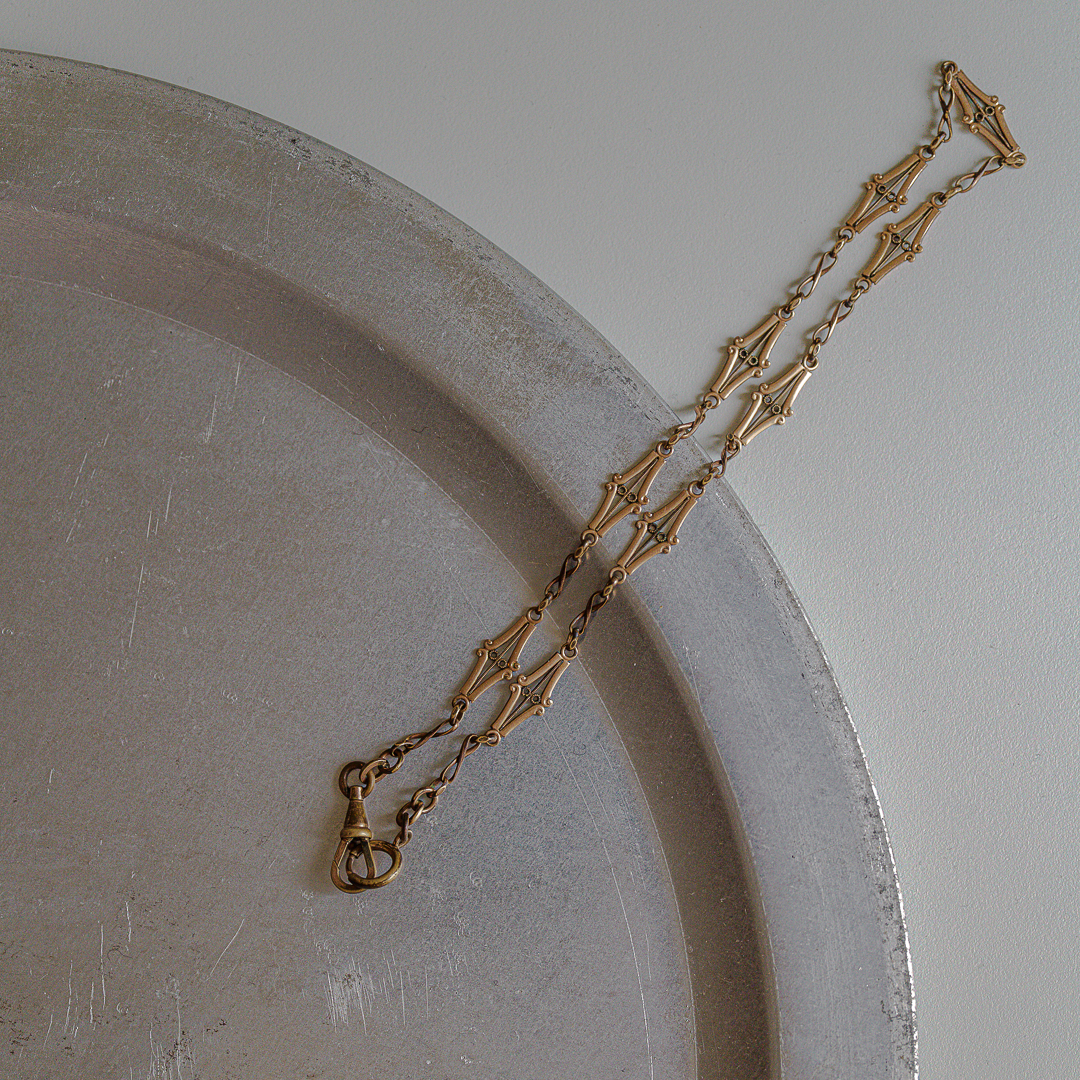 C.1900-1915｜Art Nouveau Filigree Link Albert Chain