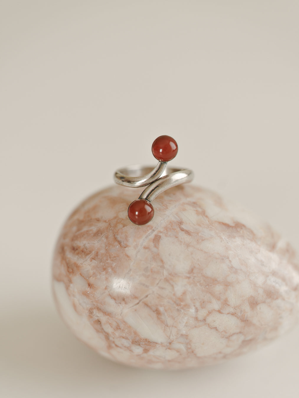 C.1920-1940｜Whispered Carnelian Curves French SilverRing
