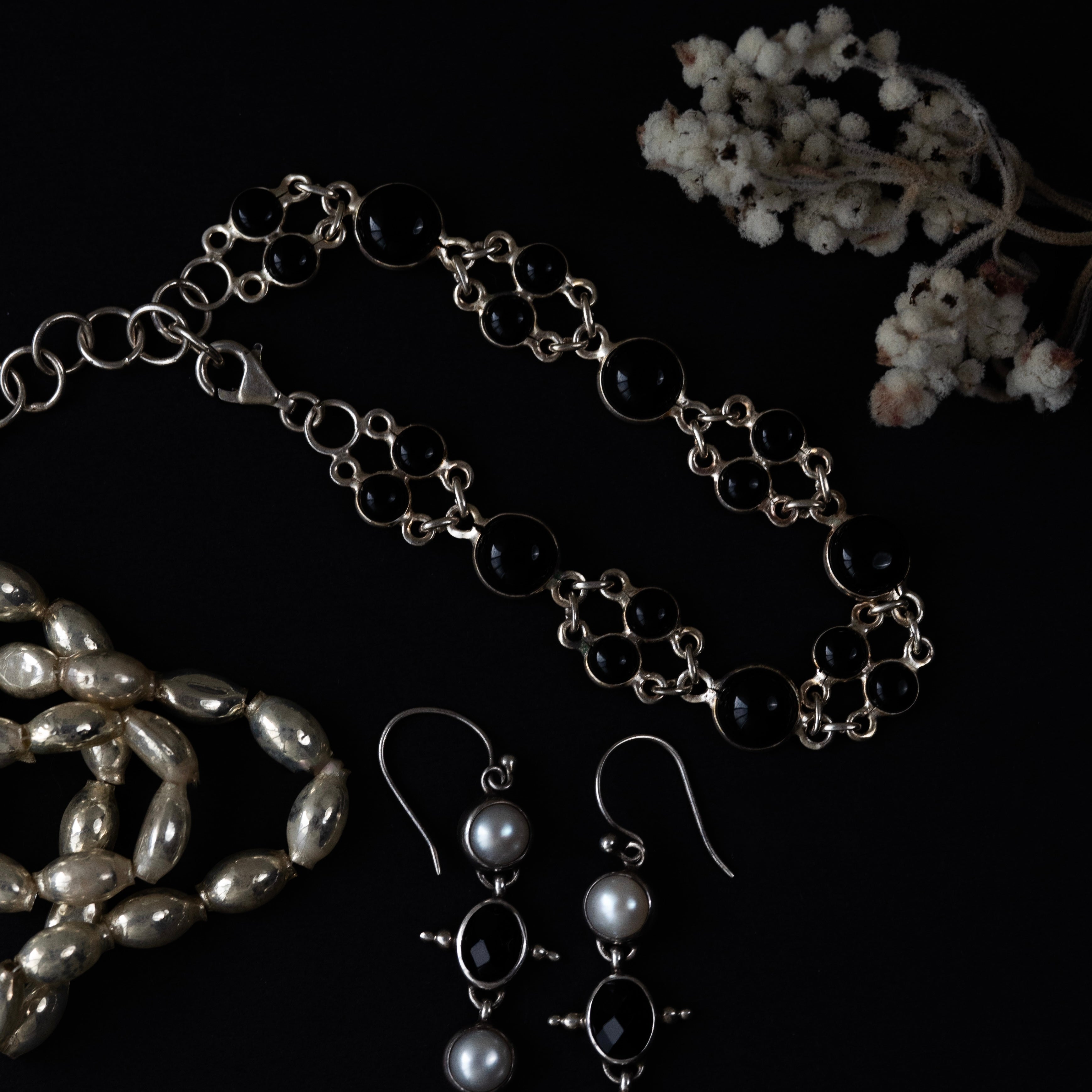 Onyx Sterling Silver Link Bracelet