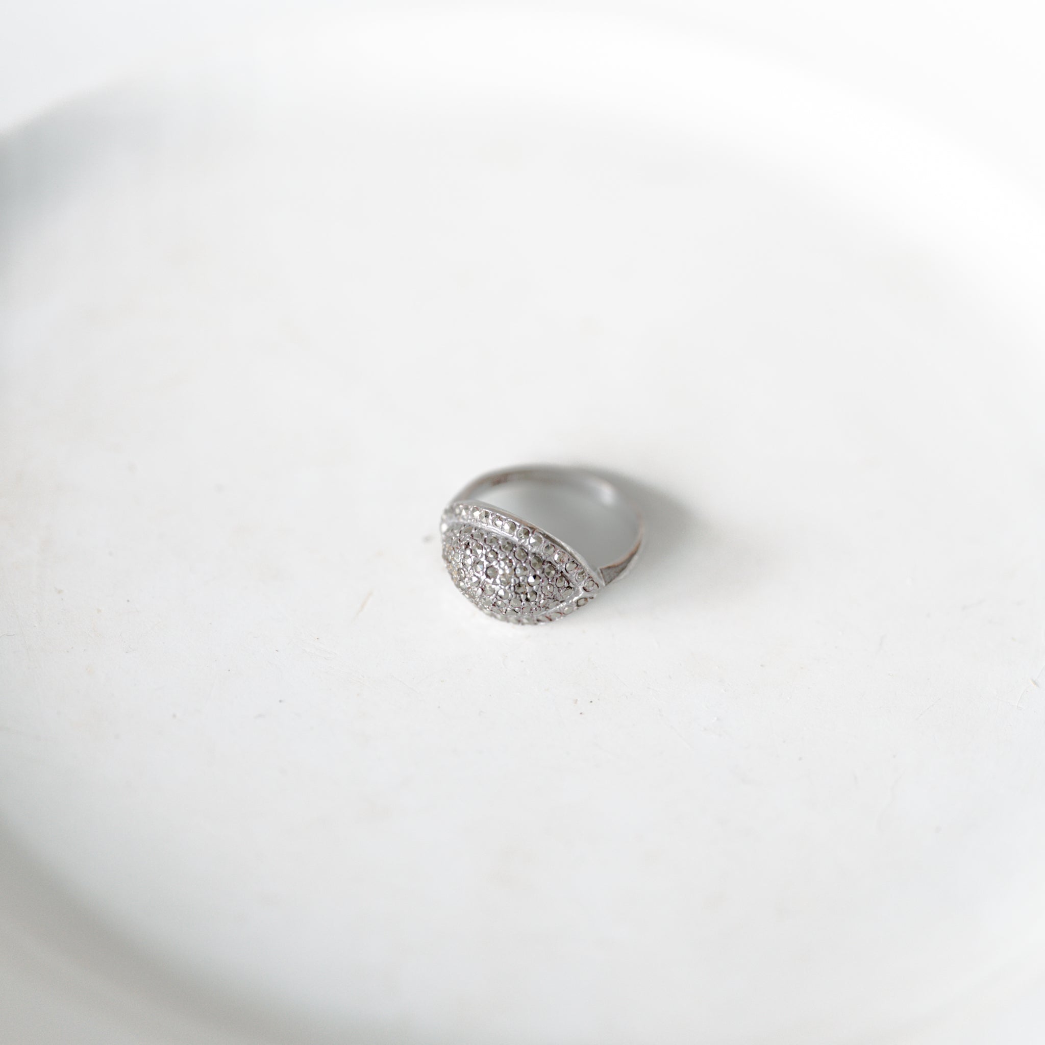 C.1930-1950｜ Navette Dome Marcasite Silver Ring