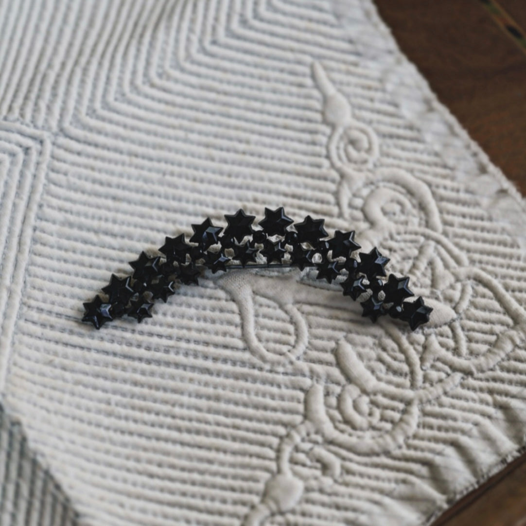 C.1900 Hexagram Black Glass Star Brooch