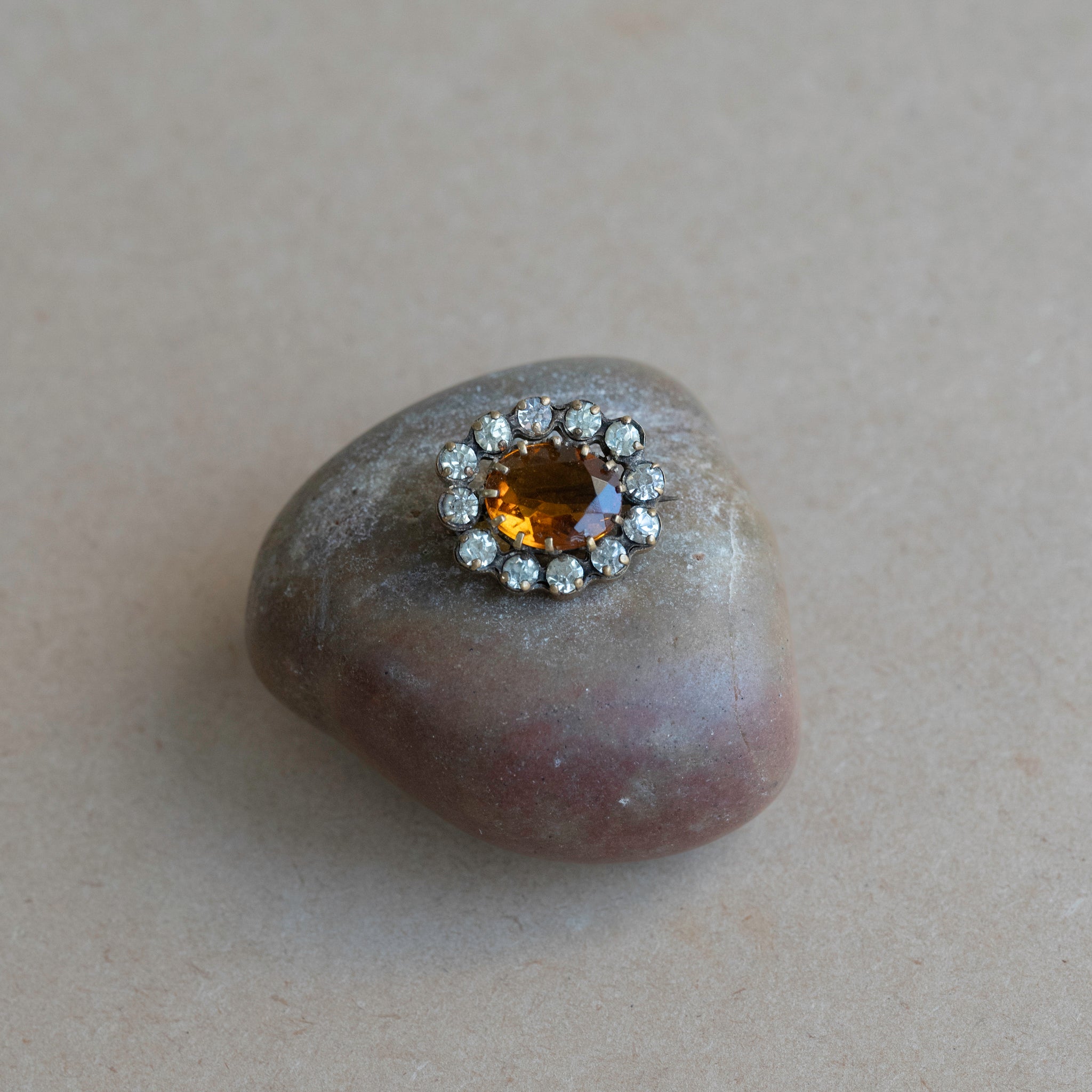 Antique Petit Orange Glass Brooch