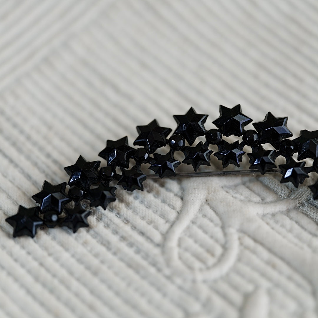 C.1900 Hexagram Black Glass Star Brooch