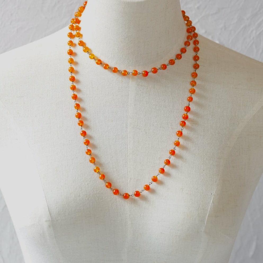 ORANGE GLASS BEAD NECKLACE<br>オレンジ・グラスビーズ・ネックレス